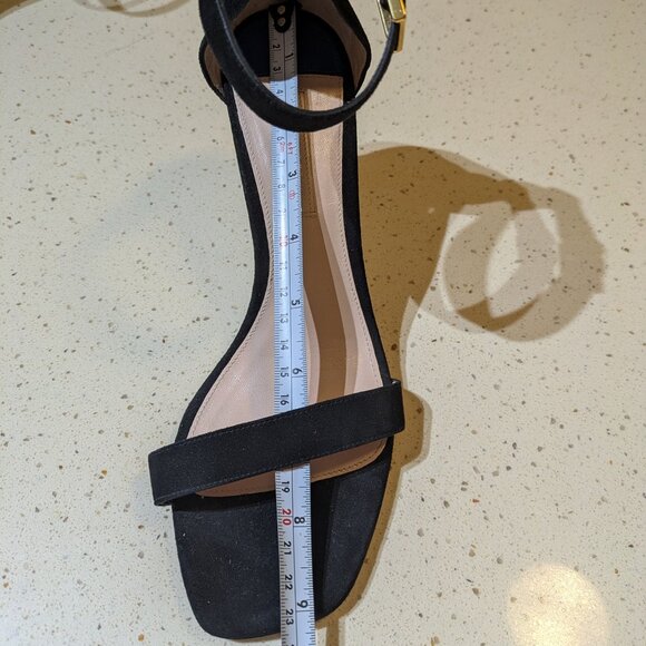 Stuart Weitzman Squarenudist Black Suede Heel Sandal With Ankle Strap Size 7 - Picture 11 of 14